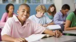 students classroom smiling