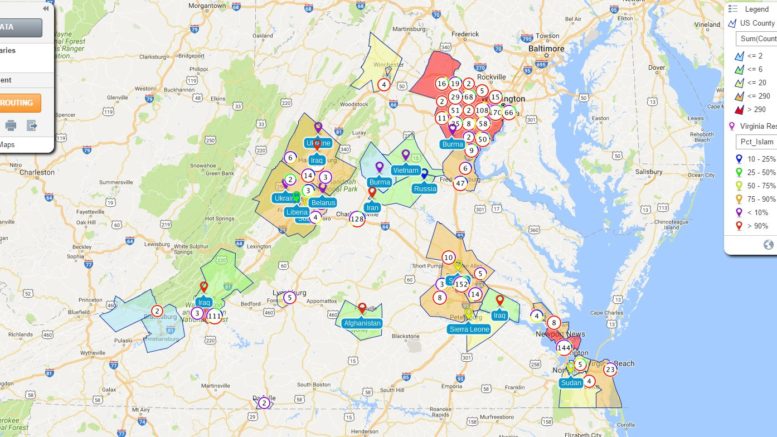 Refugee Resettlement Map of Virginia