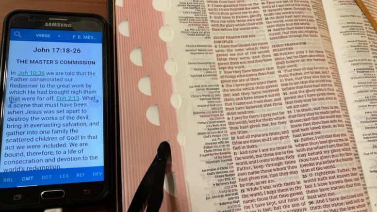 Printed Bible and eSword Smart phone app