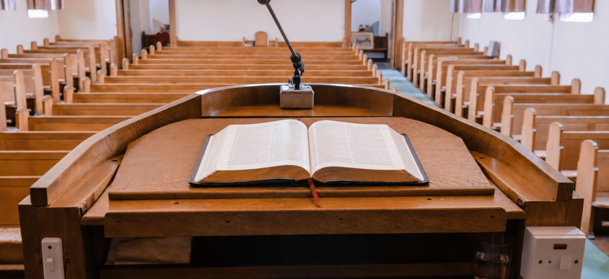 An open Bible on a pulpit — the most political book on earth