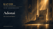 KAVOD Article 5 featuring an empty stone throne illuminated by golden light, titled Adonai: Our Lord and Master